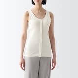 婦人　無染色前開きカップ入りタンクトップ