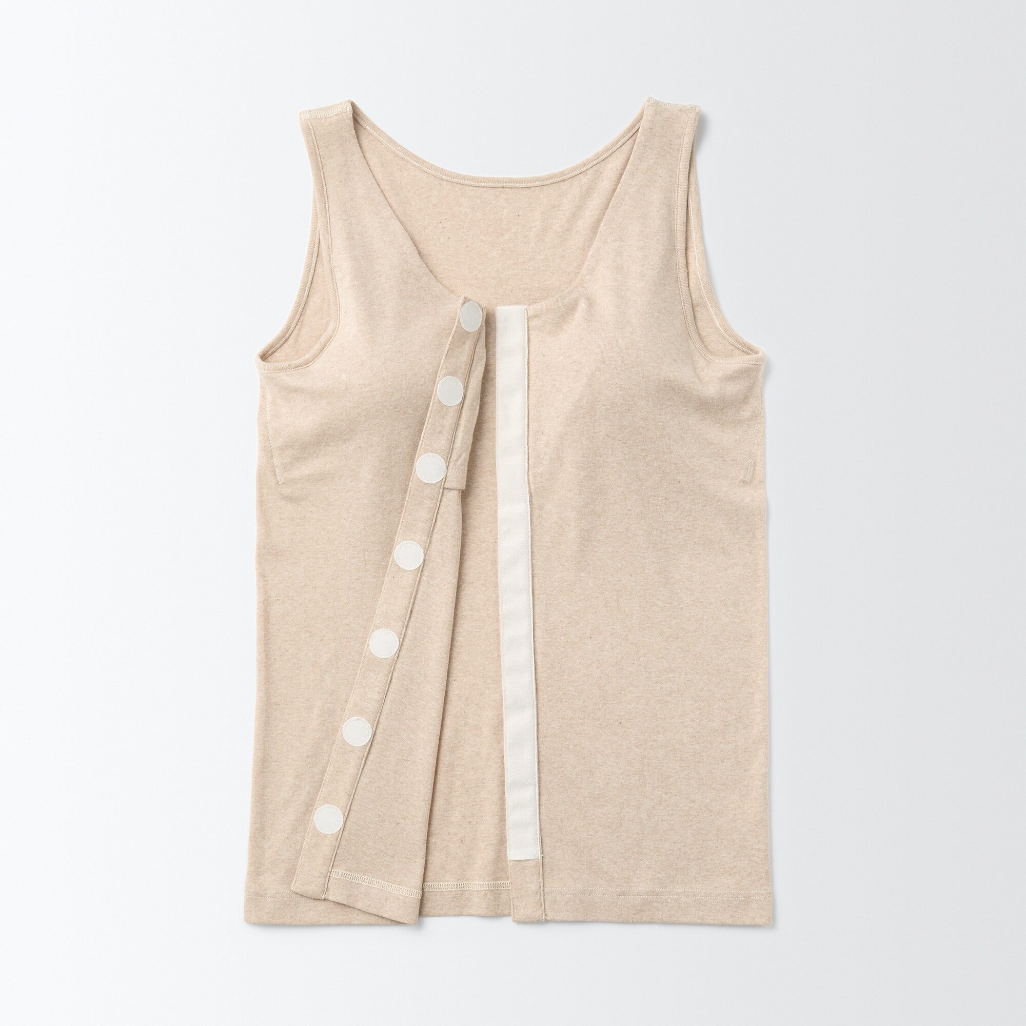 婦人　無染色前開きカップ入りタンクトップ