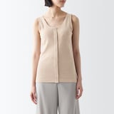 婦人　無染色前開きカップ入りタンクトップ