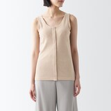 婦人　無染色前開きカップ入りタンクトップ