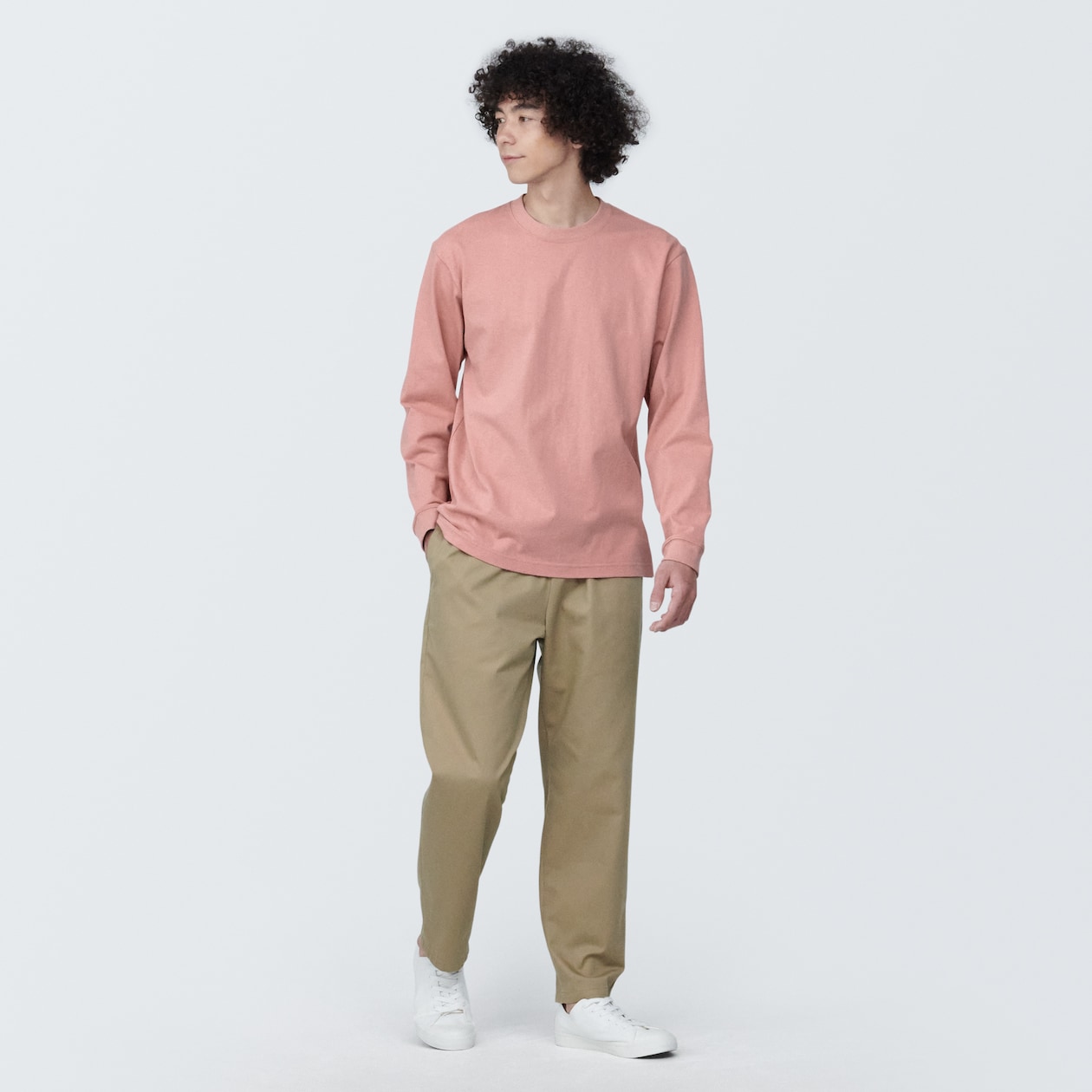 紳士　洗いざらし太番手クルーネック長袖Ｔシャツ