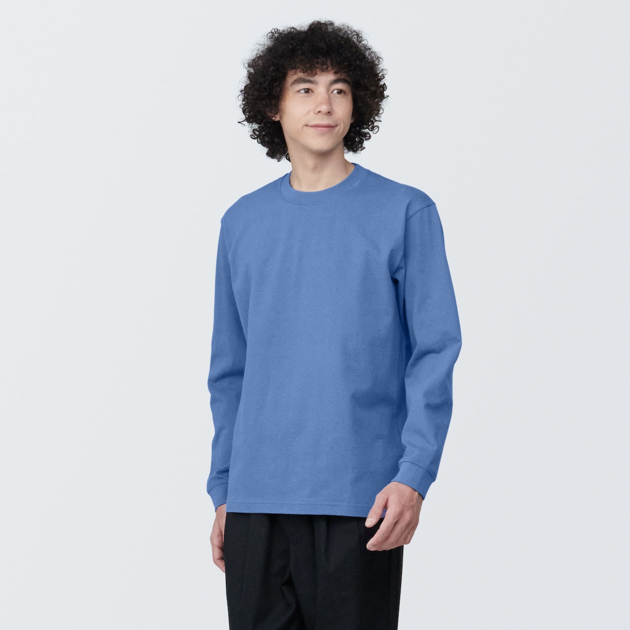 紳士　洗いざらし太番手クルーネック長袖Ｔシャツ