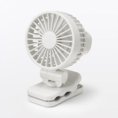 【４月８日順次発売予定】置いても使える　充電式クリップファン　ミニ　ホワイト／グレー