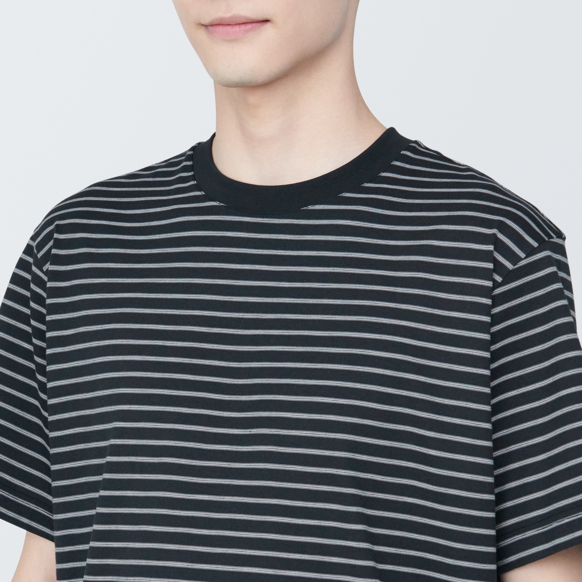 紳士 天竺編みクルーネック半袖Tシャツ（ボーダー） | 無印良品