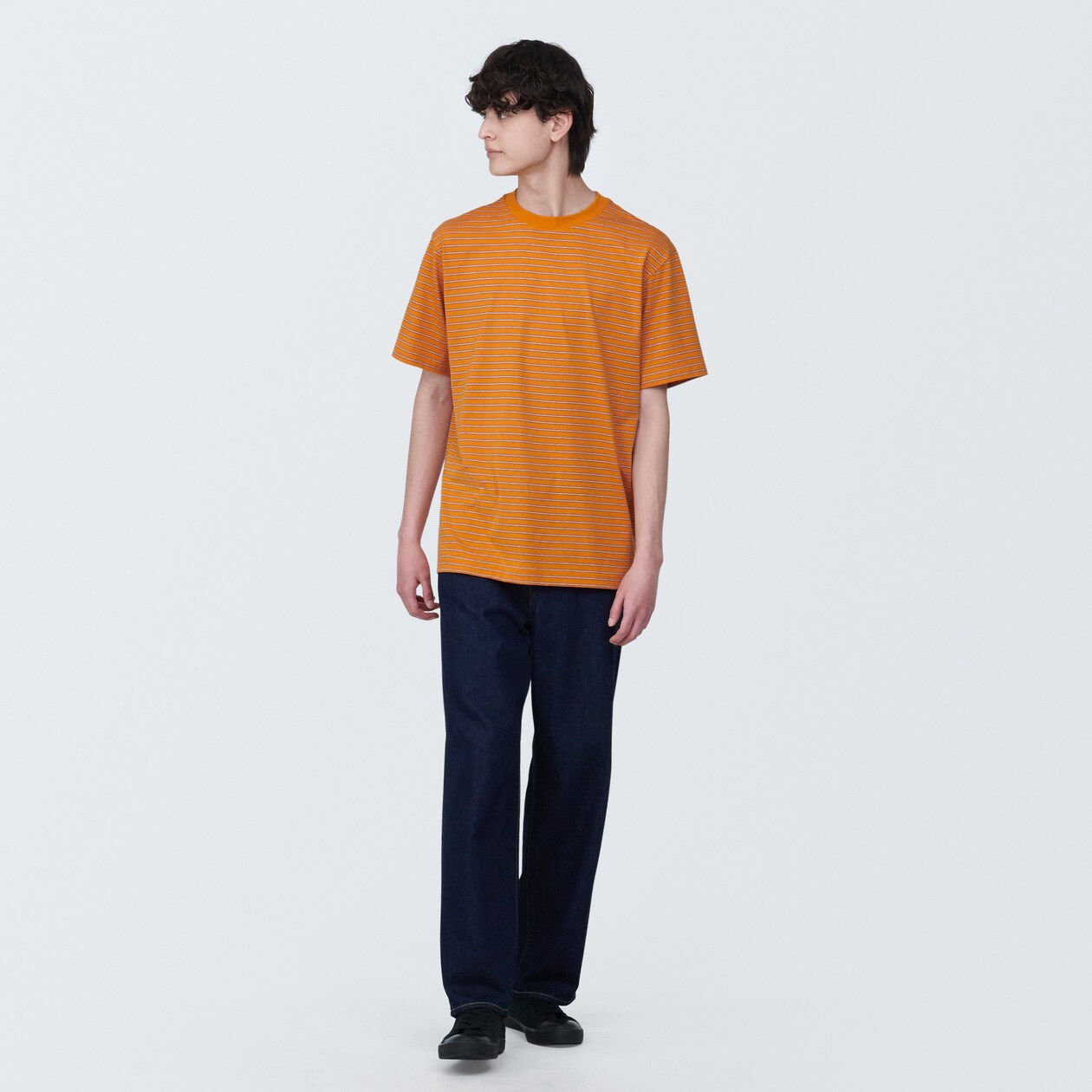 紳士　天竺編みクルーネック半袖Ｔシャツ（ボーダー）