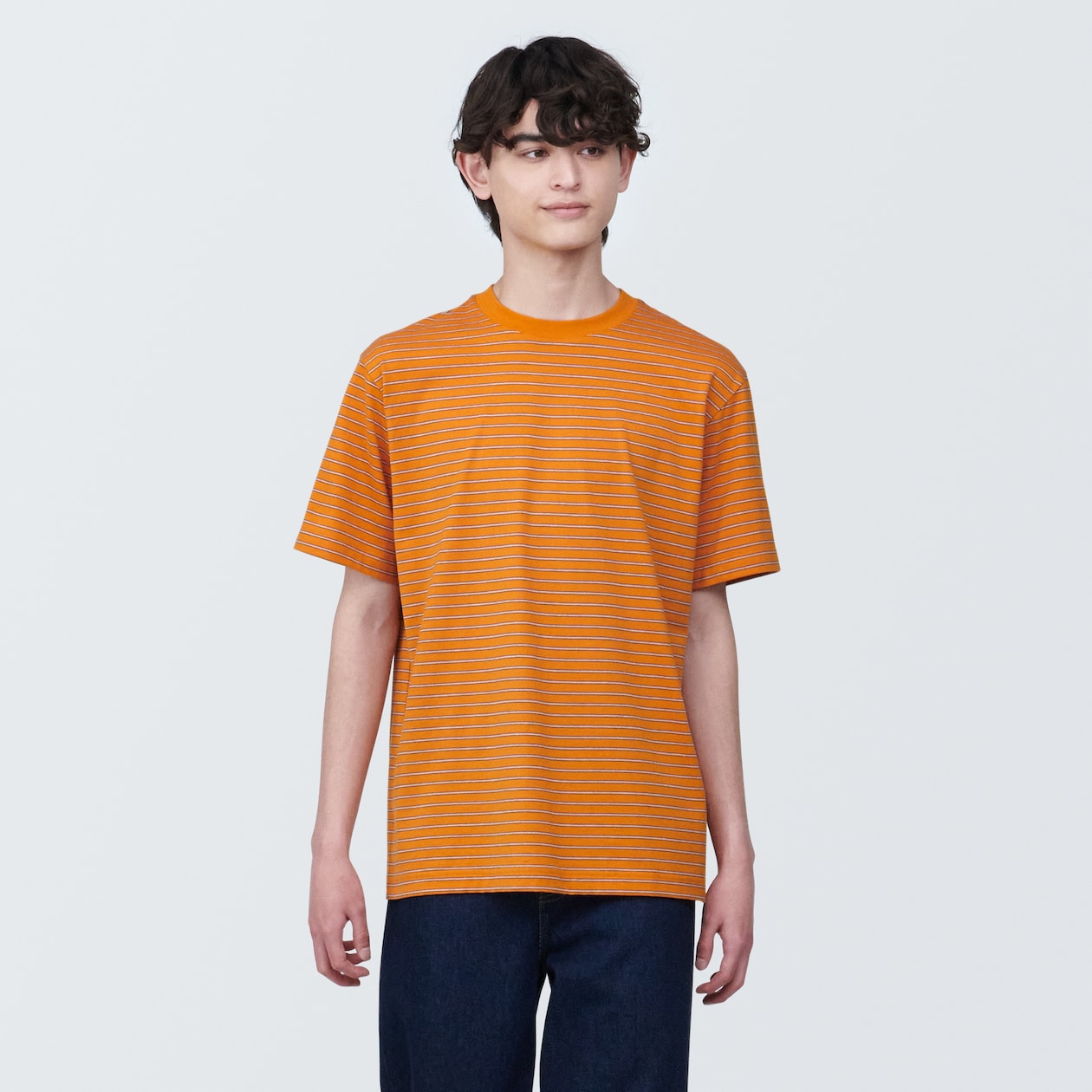 紳士　天竺編みクルーネック半袖Ｔシャツ（ボーダー）