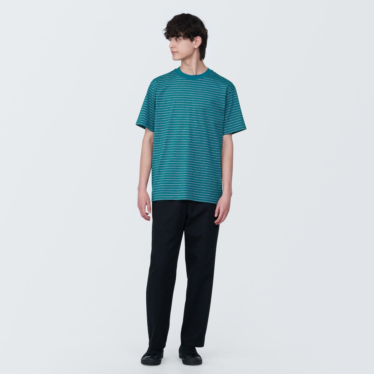 紳士　天竺編みクルーネック半袖Ｔシャツ（ボーダー）
