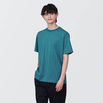 紳士　天竺編みクルーネック半袖Ｔシャツ（ボーダー）