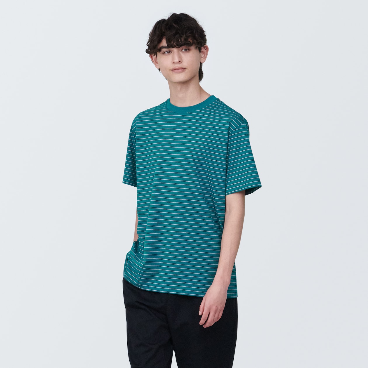 紳士　天竺編みクルーネック半袖Ｔシャツ（ボーダー）