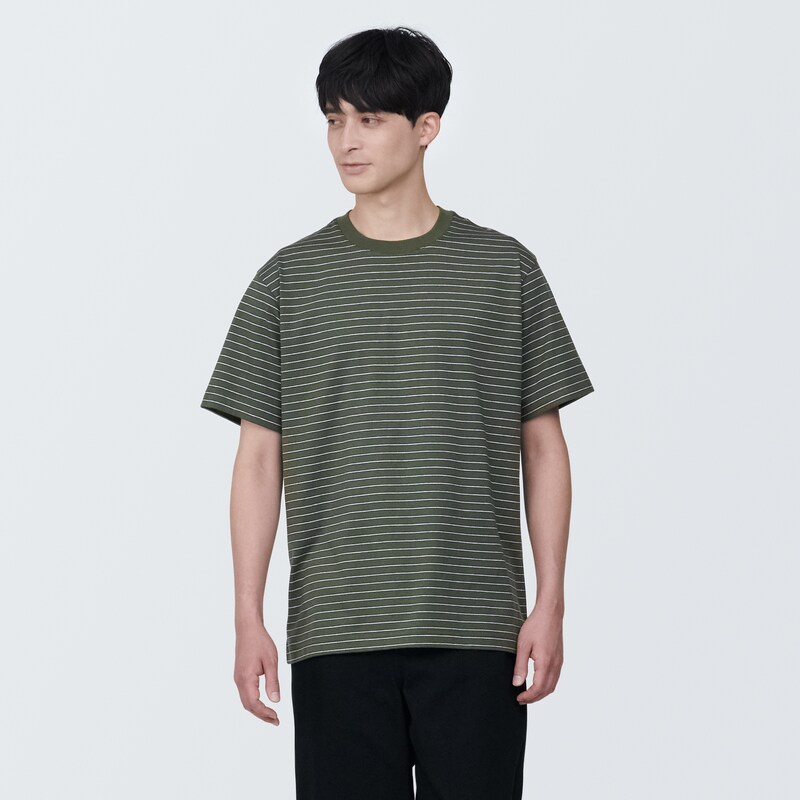 紳士 天竺編みクルーネック半袖Tシャツ（ボーダー） | 無印良品