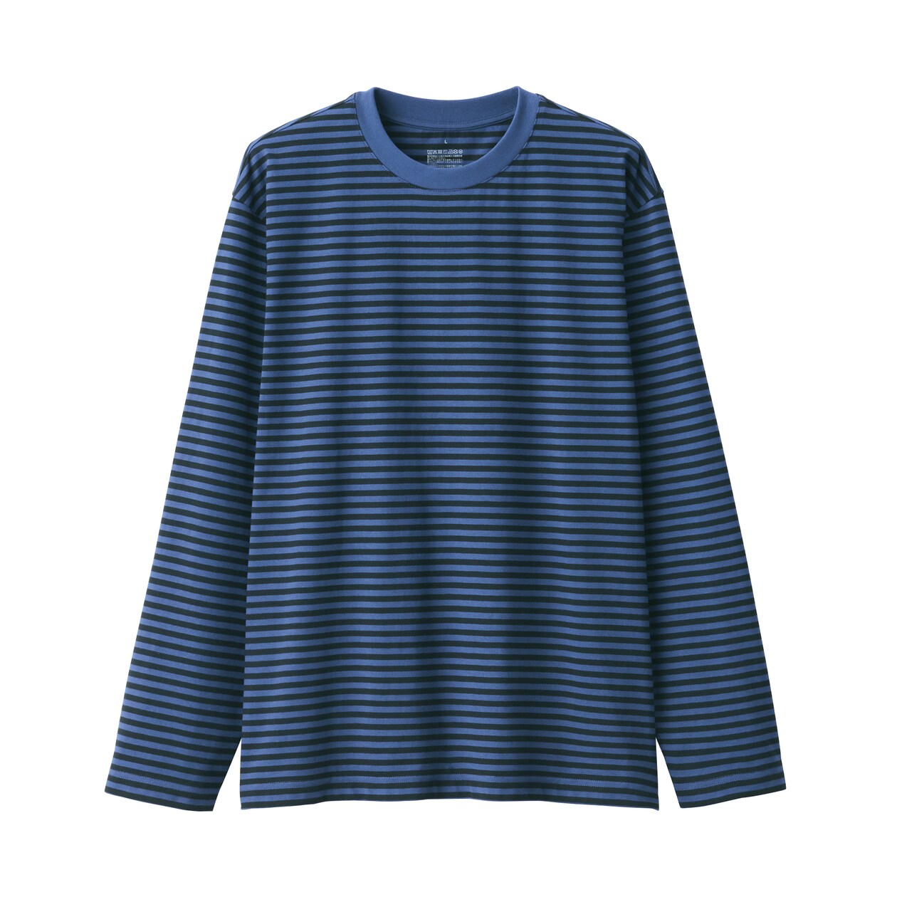 紳士　天竺編みクルーネック長袖Ｔシャツ（ボーダー）