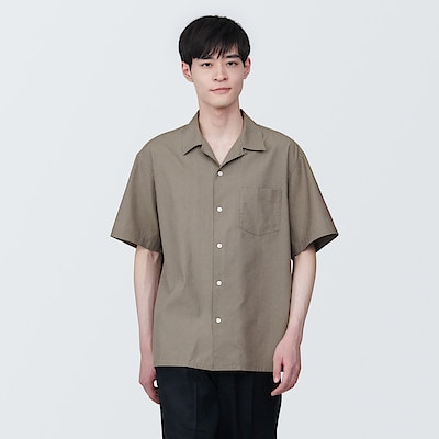 紳士　ヘンプ混半袖シャツ