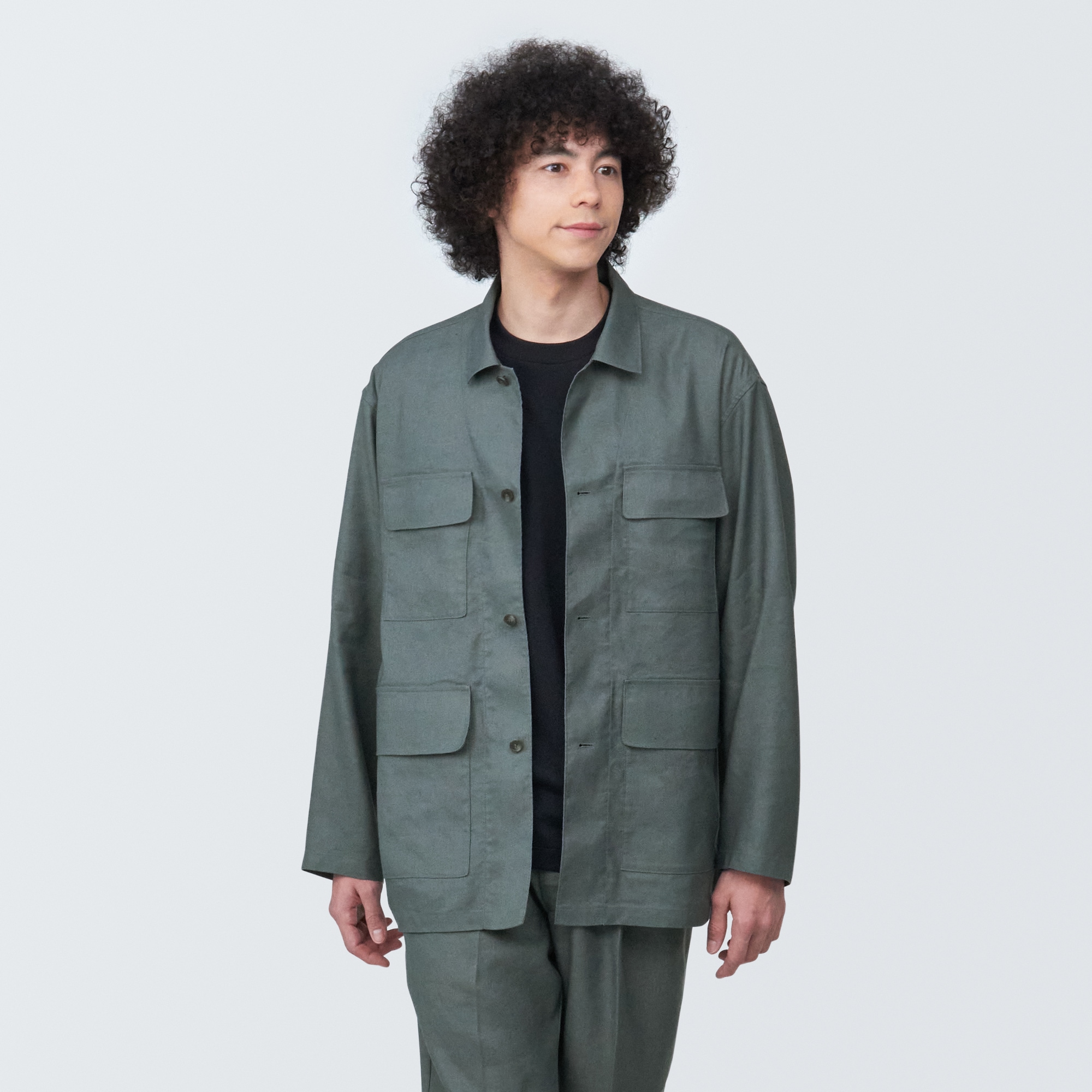 新品未使用タグ付　ヘンプ混シャツジャケット　無印　黒　M 無印良品 紳士 ヘンプ混シャツジャケット 黒 Mサイズ - メルカリ