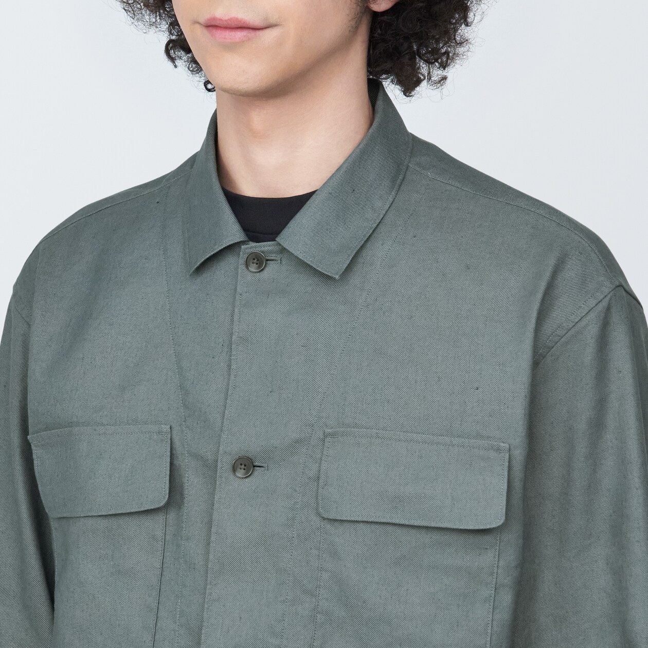 紳士　ヘンプ混シャツジャケット
