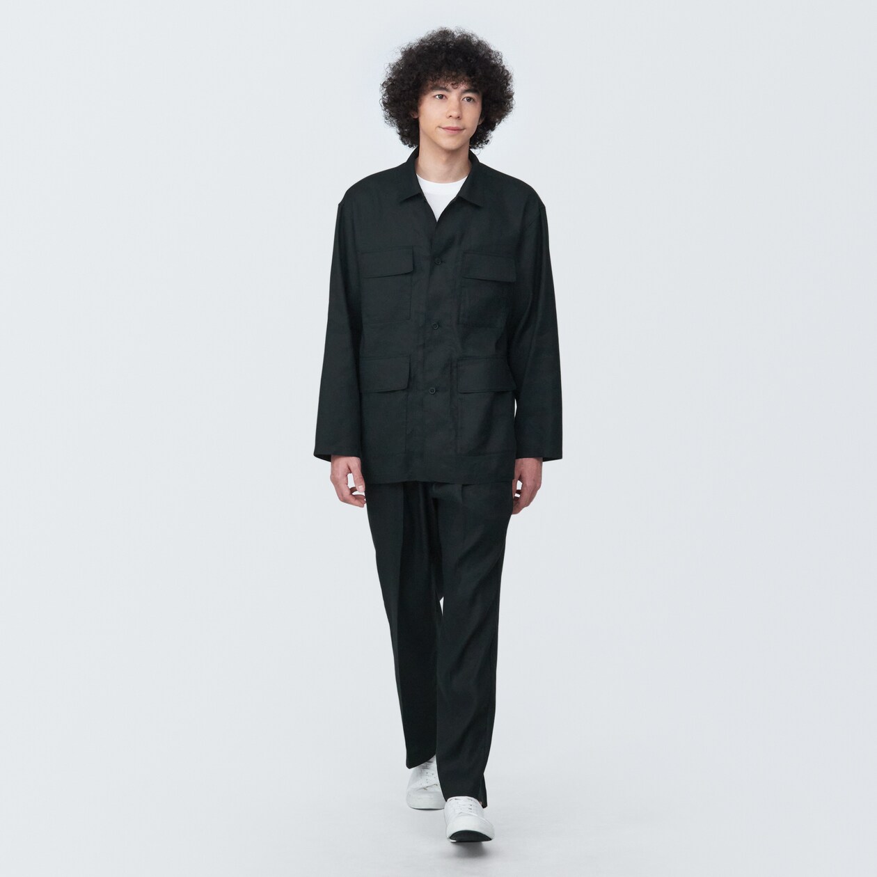 紳士　ヘンプ混シャツジャケット