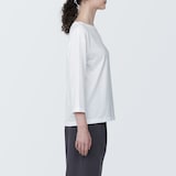 婦人　天竺編みボートネック七分袖Ｔシャツ