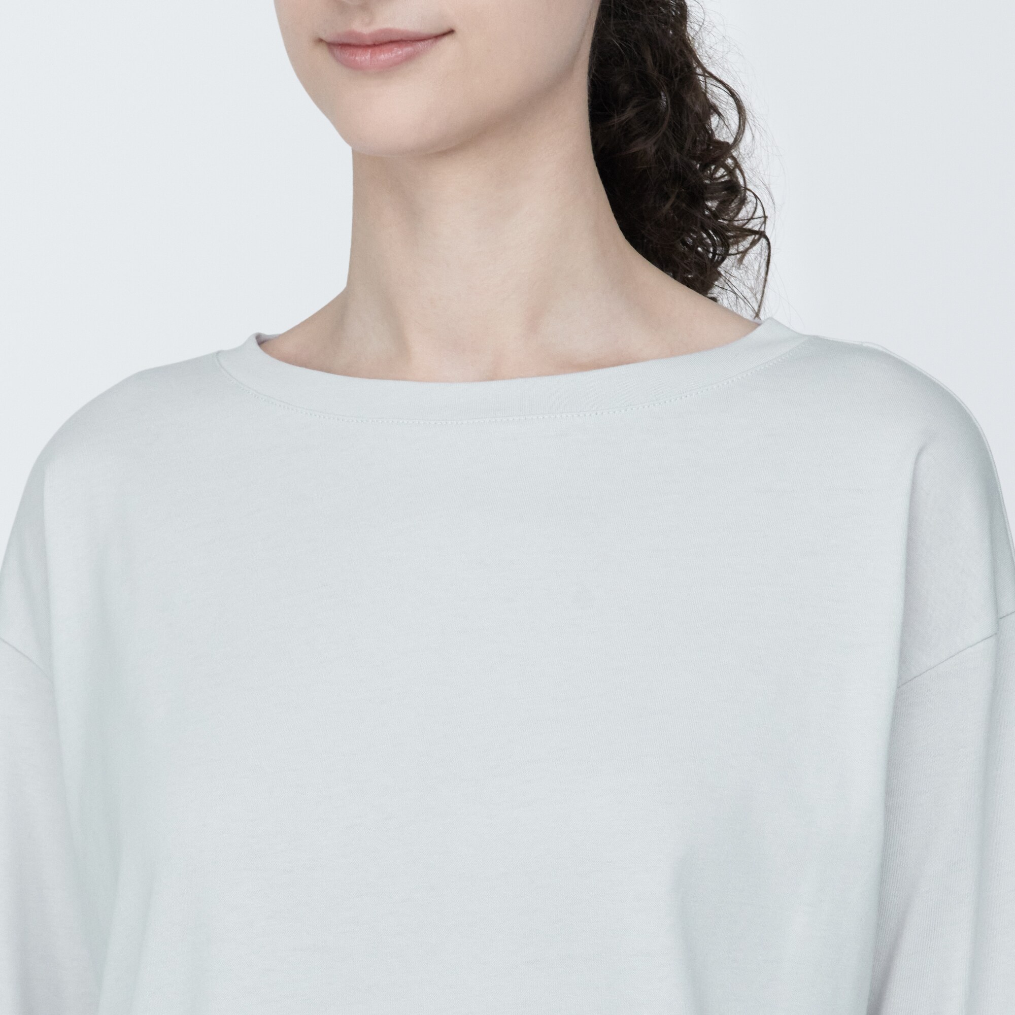 婦人　天竺編みボートネック七分袖Ｔシャツ