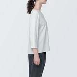 婦人　天竺編みボートネック七分袖Ｔシャツ