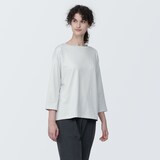 婦人　天竺編みボートネック七分袖Ｔシャツ