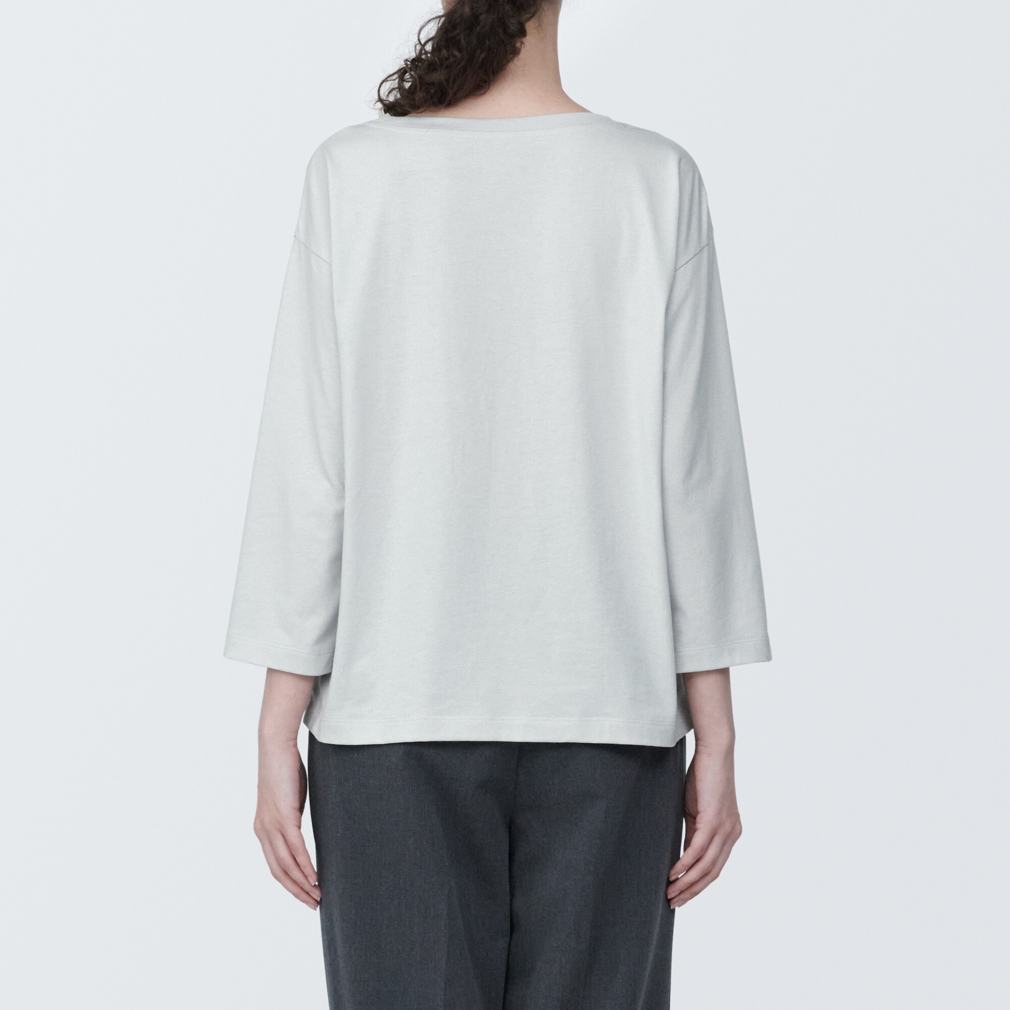 婦人　天竺編みボートネック七分袖Ｔシャツ