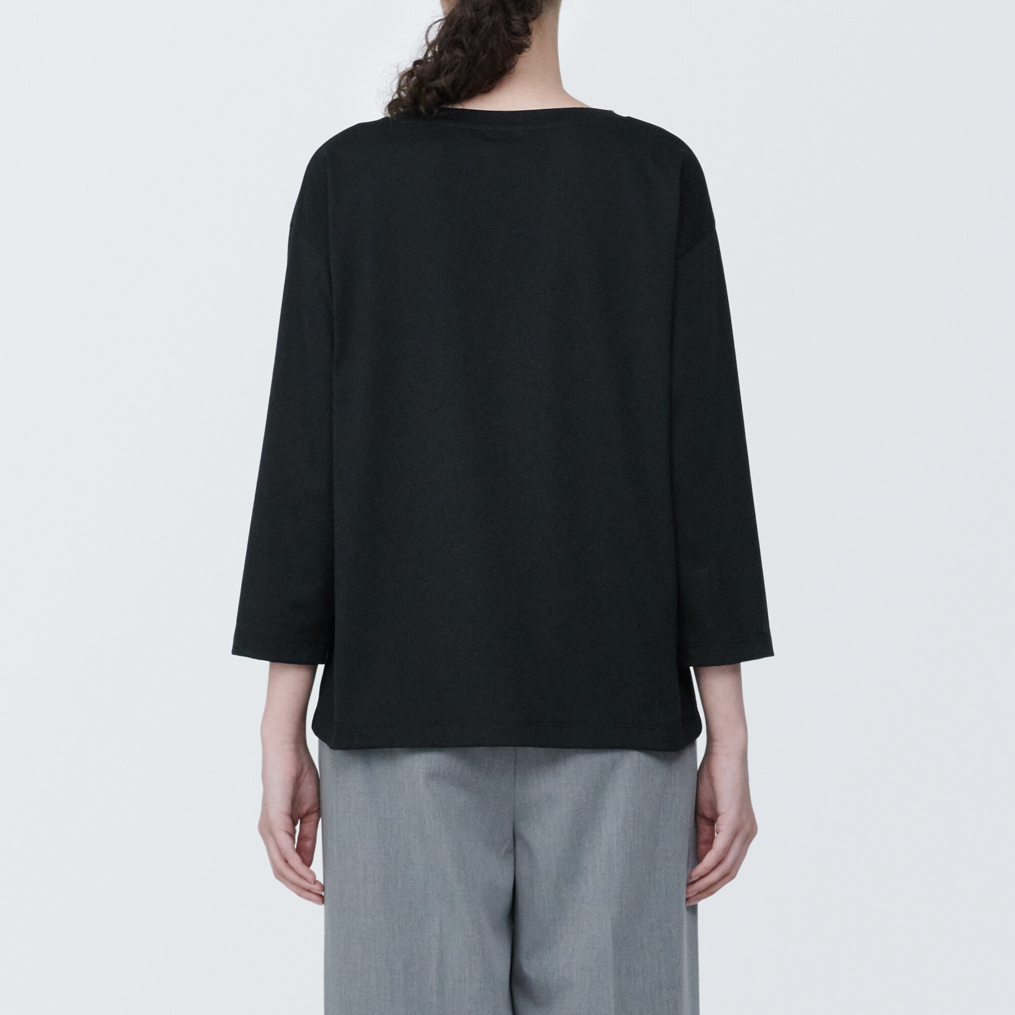 婦人　天竺編みボートネック七分袖Ｔシャツ