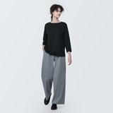 婦人　天竺編みボートネック七分袖Ｔシャツ