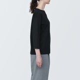 婦人　天竺編みボートネック七分袖Ｔシャツ