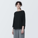 婦人　天竺編みボートネック七分袖Ｔシャツ