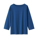 婦人　天竺編みボートネック七分袖Ｔシャツ