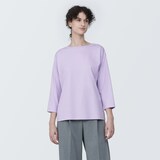 婦人　天竺編みボートネック七分袖Ｔシャツ