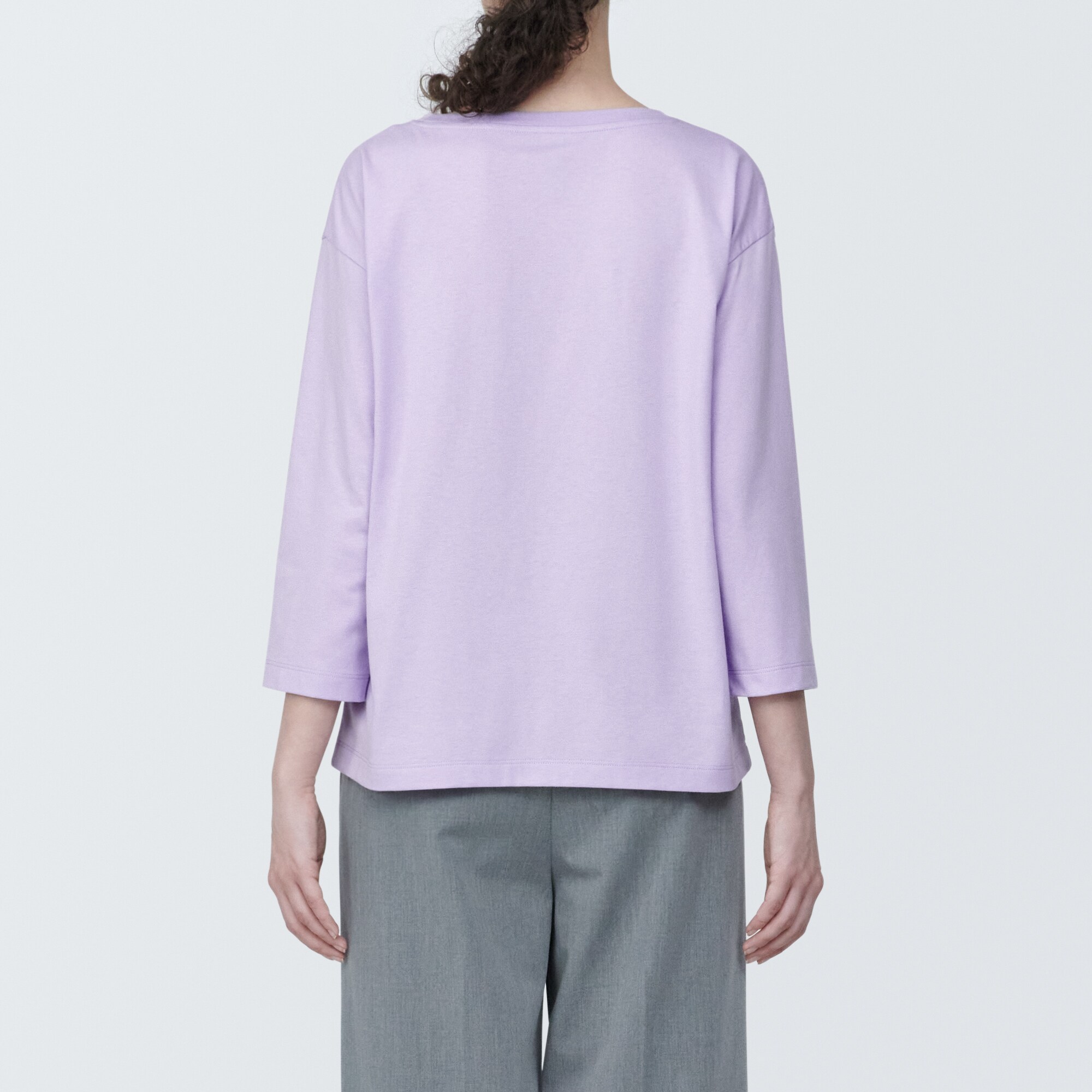 婦人　天竺編みボートネック七分袖Ｔシャツ