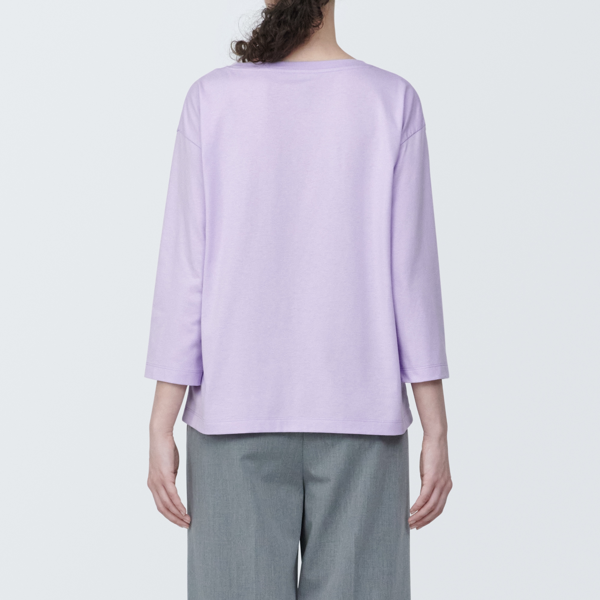 婦人　天竺編みボートネック七分袖Ｔシャツ