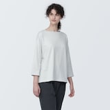 婦人　天竺編みボートネック七分袖Ｔシャツ
