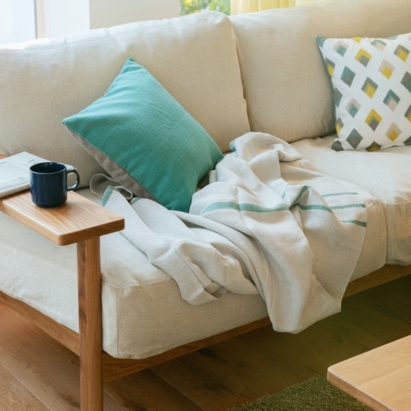 ［ＩＤＥＥ］カレイド　クッションカバー　４５ｃｍ角　フォレスト×アイボリー