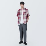 紳士　マドラスチェックボタンダウン半袖シャツ