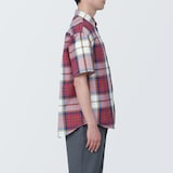 紳士　マドラスチェックボタンダウン半袖シャツ