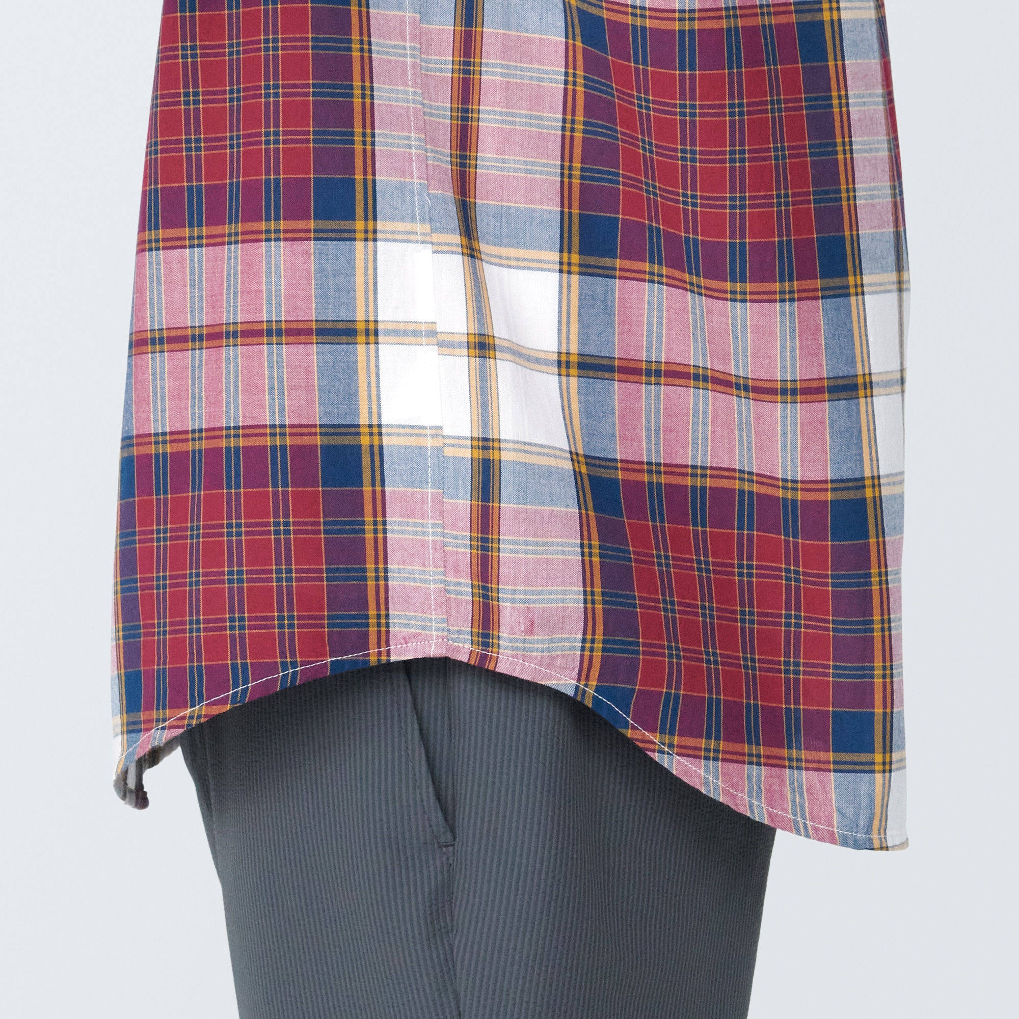 紳士　マドラスチェックボタンダウン半袖シャツ