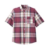 紳士　マドラスチェックボタンダウン半袖シャツ