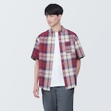 紳士　マドラスチェックボタンダウン半袖シャツ