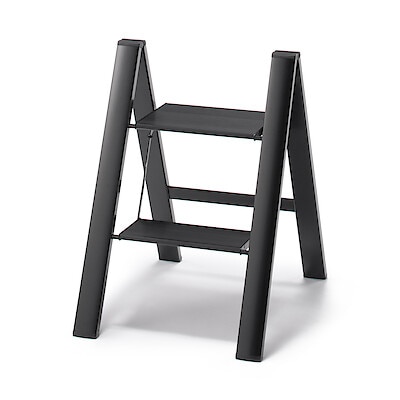 アルミ　　踏み台　２段　ダークグレー　約幅４６×奥行５５×高さ６４ｃｍ