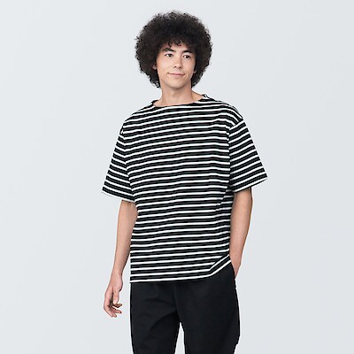 紳士　洗いざらし太番手ボートネック五分袖Ｔシャツ