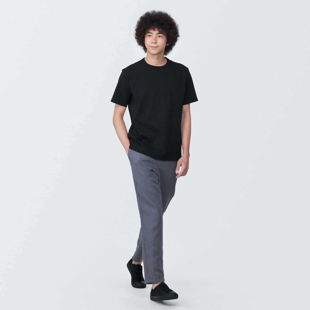 紳士　洗いざらし太番手クルーネック半袖Ｔシャツ