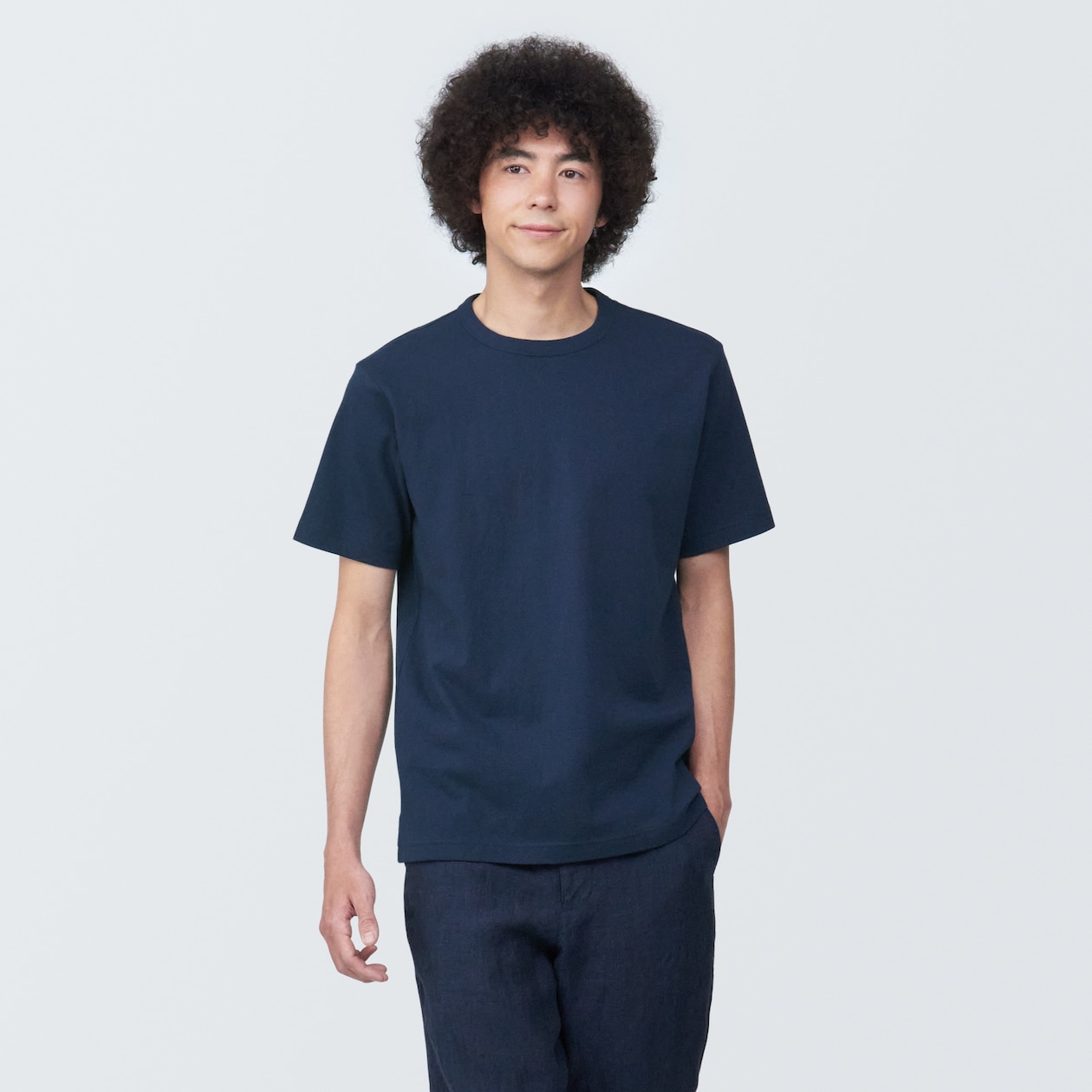 紳士　洗いざらし太番手クルーネック半袖Ｔシャツ