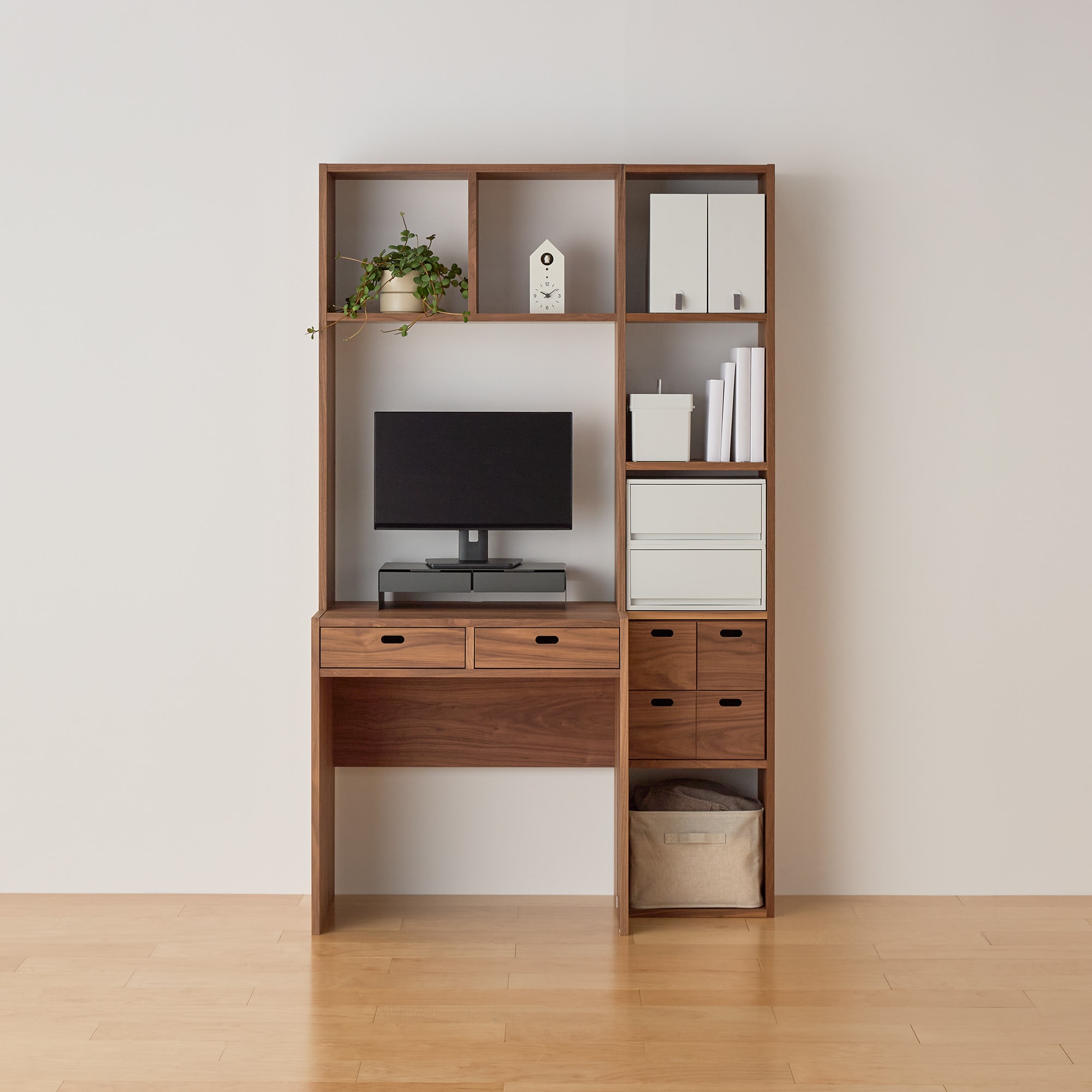 スタッキングシェルフ　カウンター　２列　ウォールナット材突板