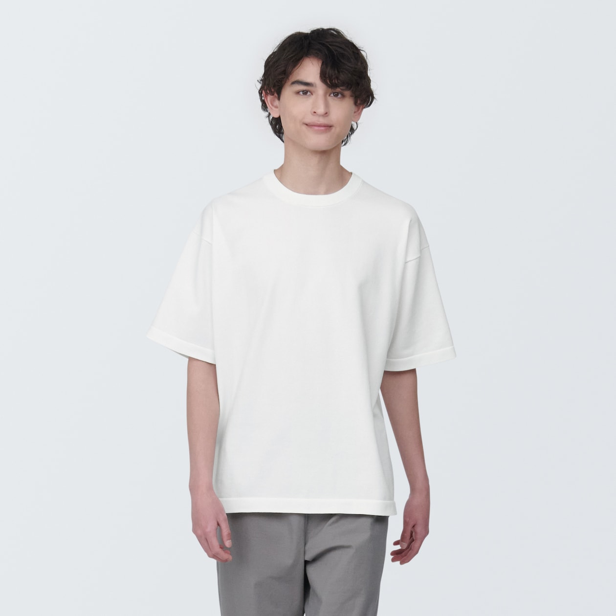 紳士　ＵＶカット天竺編みクルーネック半袖ニットＴシャツ