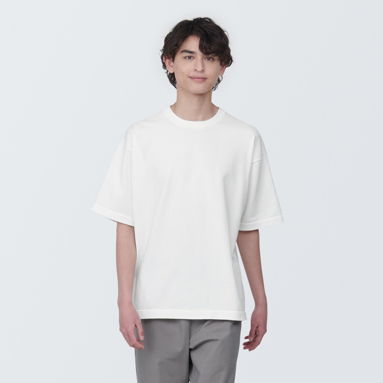 紳士　ＵＶカット天竺編みクルーネック半袖ニットＴシャツ