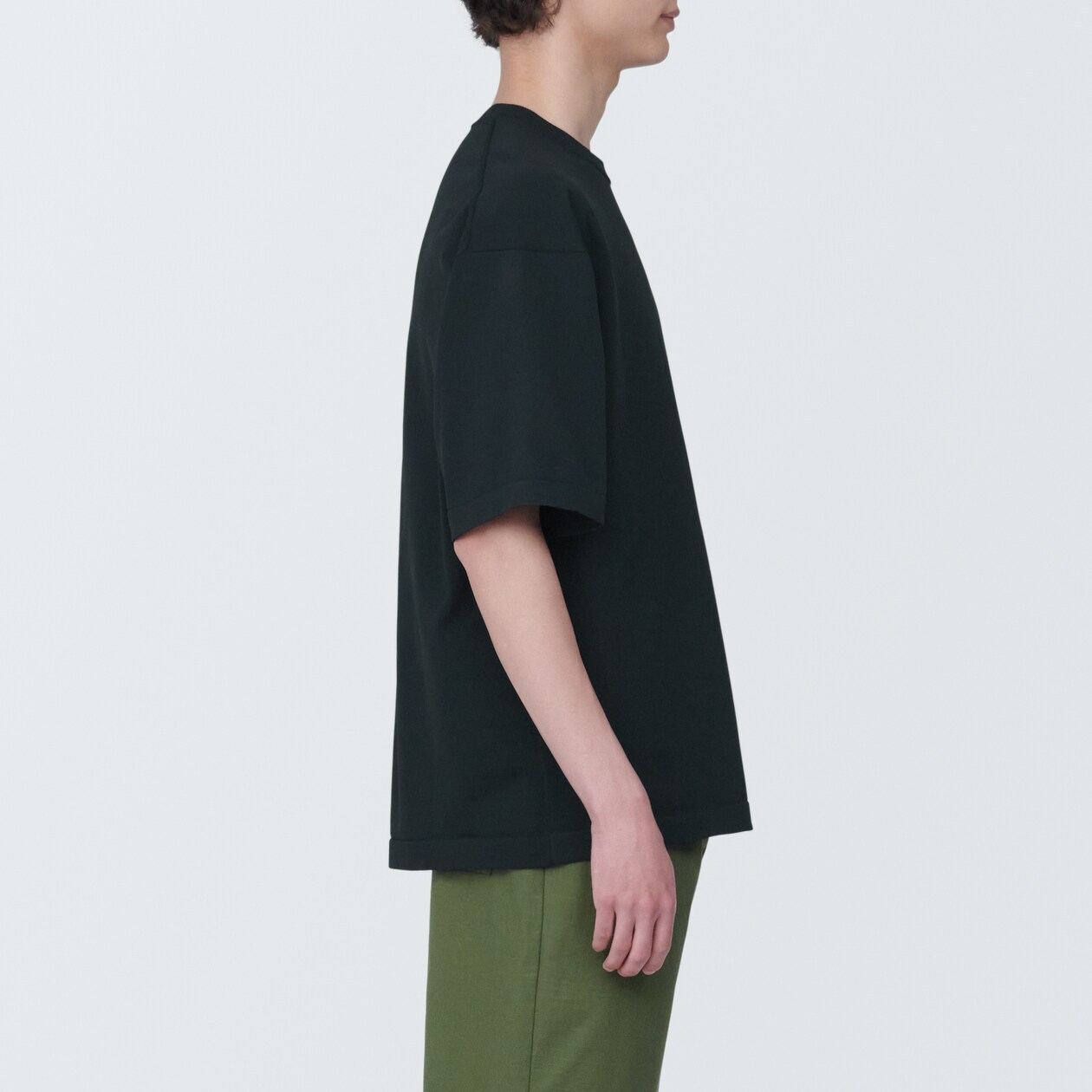 紳士　ＵＶカット天竺編みクルーネック半袖ニットＴシャツ