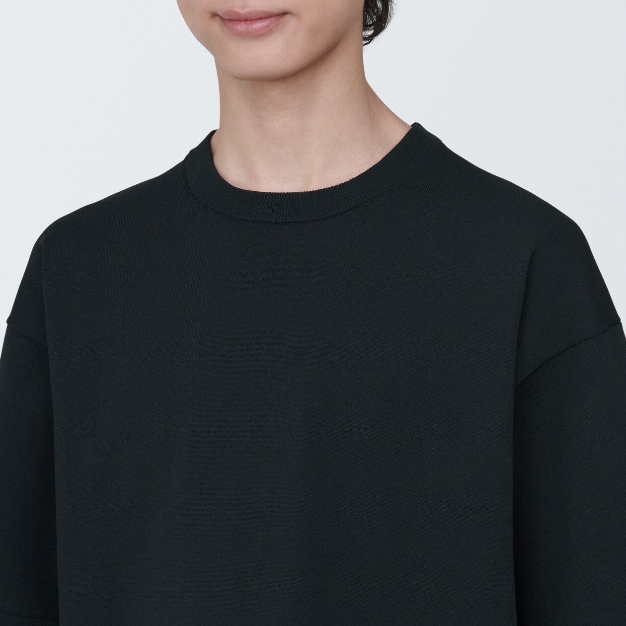 紳士　ＵＶカット天竺編みクルーネック半袖ニットＴシャツ