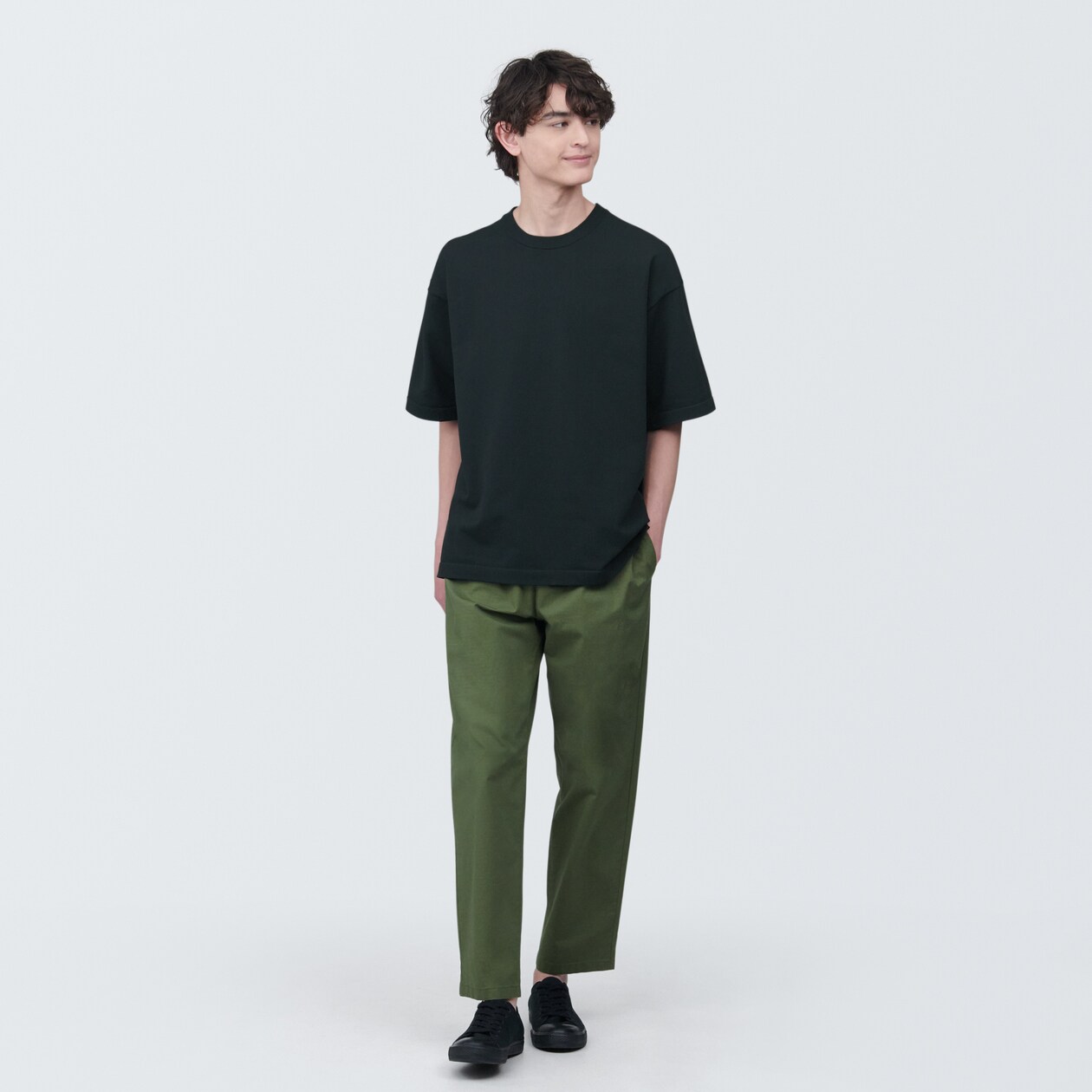 紳士　ＵＶカット天竺編みクルーネック半袖ニットＴシャツ