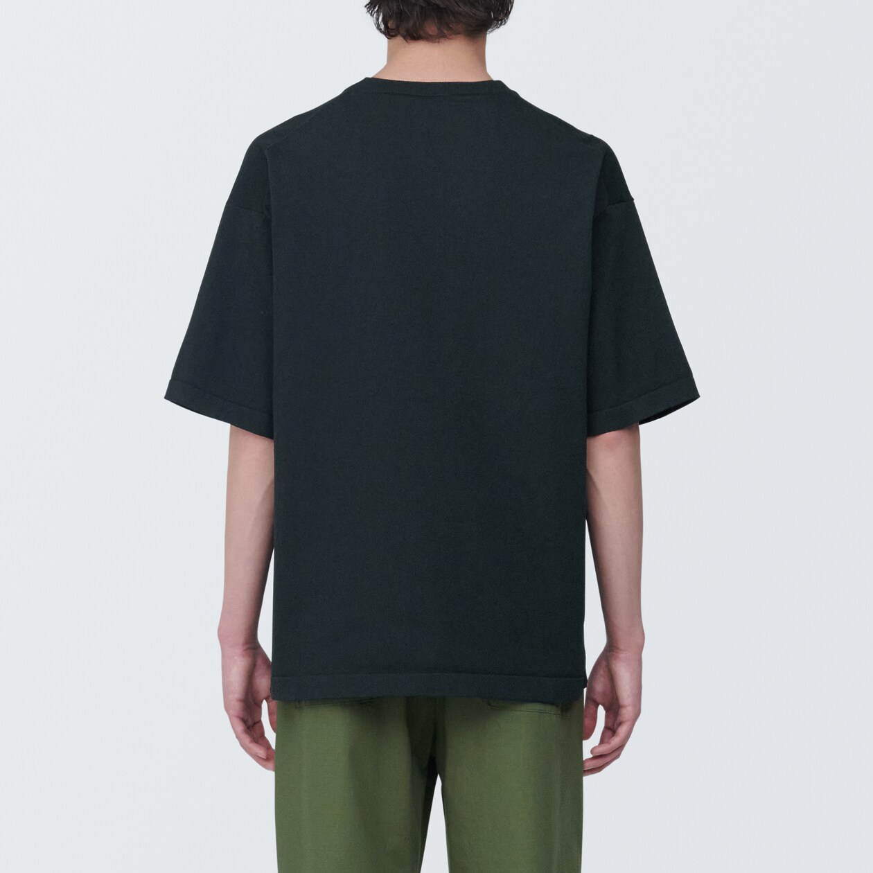 紳士　ＵＶカット天竺編みクルーネック半袖ニットＴシャツ